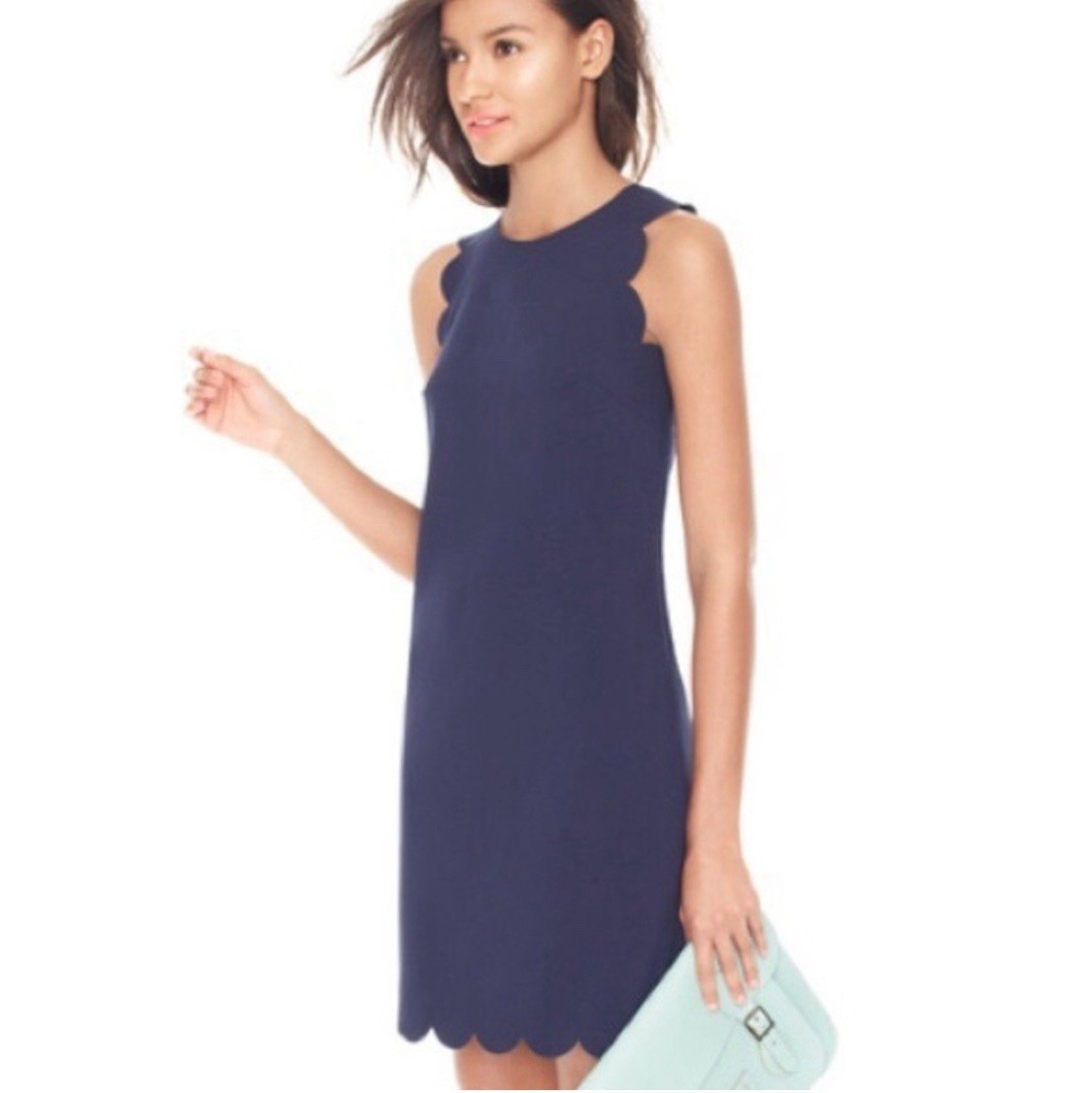 JCrew Navy Scalloped Shift Dress