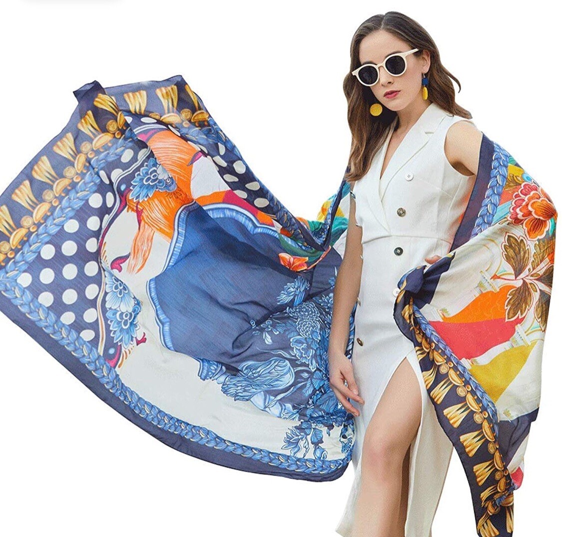 Luxurious Extra Large 100% Silk Scarf-90in x43in-