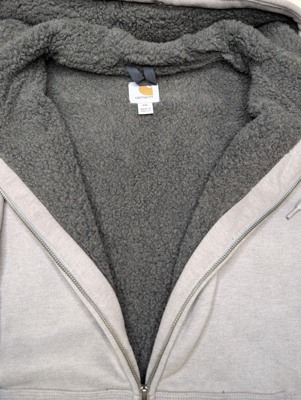 Carhartt Men’s 2 XL Gray Sharpa Lined Heavy Full Zip Hoodie 100072 070