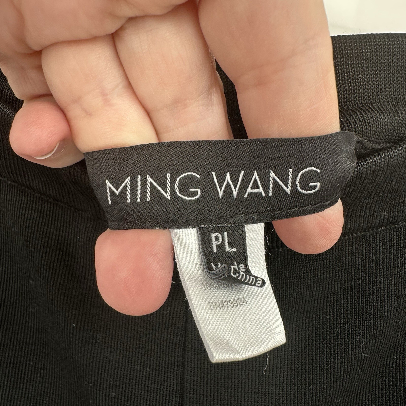 MING WANG straight leg pants black petite PL knit modern knitwear pull on