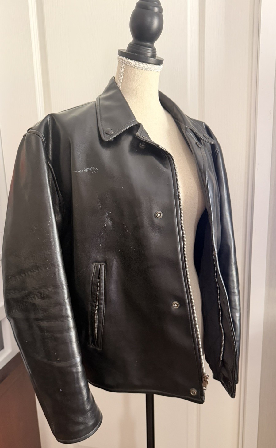 Harley-Davidson Men’s 44 2535 Vintage Leather Motorcycle Jacket Black