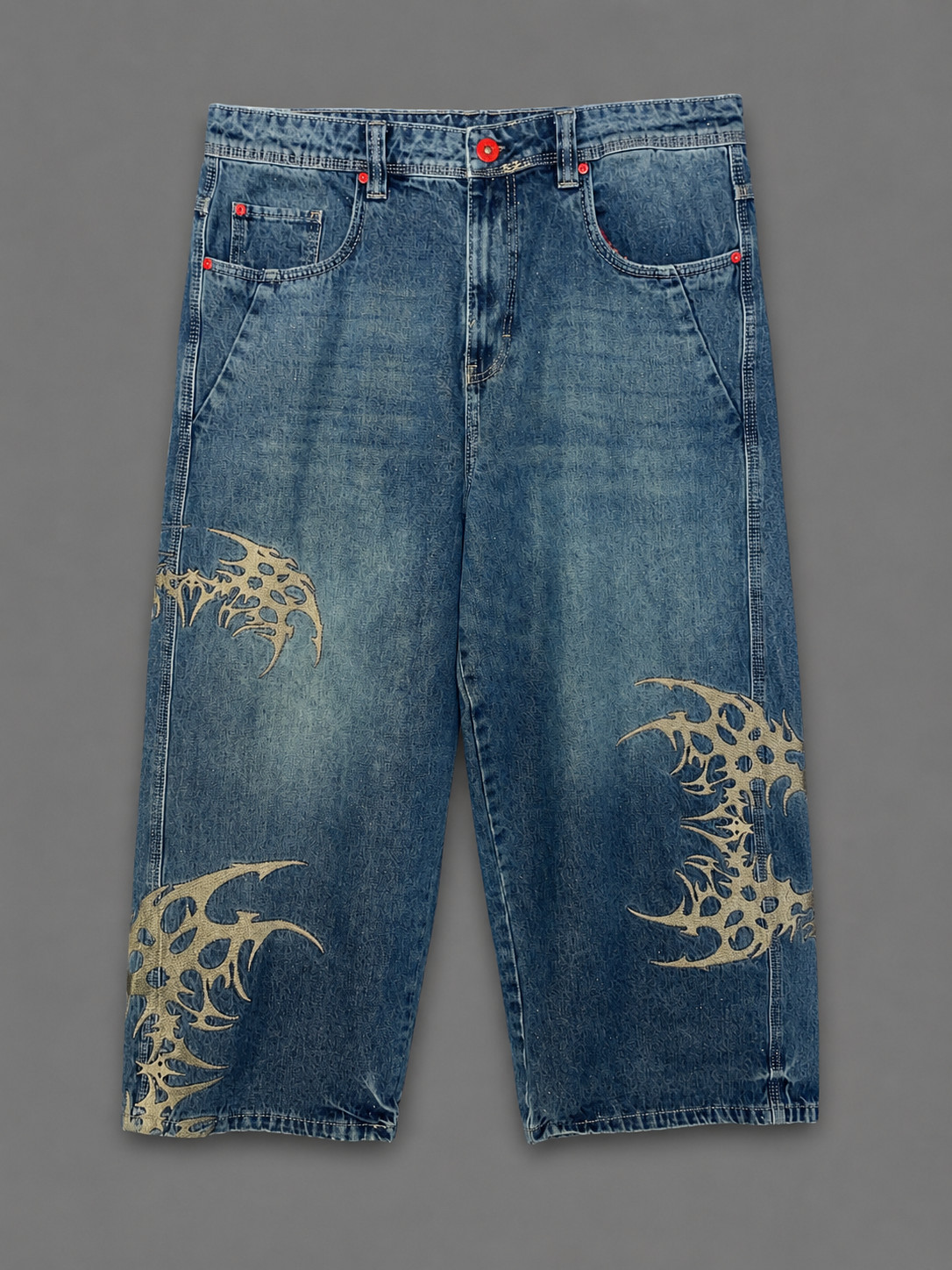 Y2K Vitriol Goth Ultra-Wide Jeans Blue Baggy Hip Hop JNCO Style Mens Size 34×28