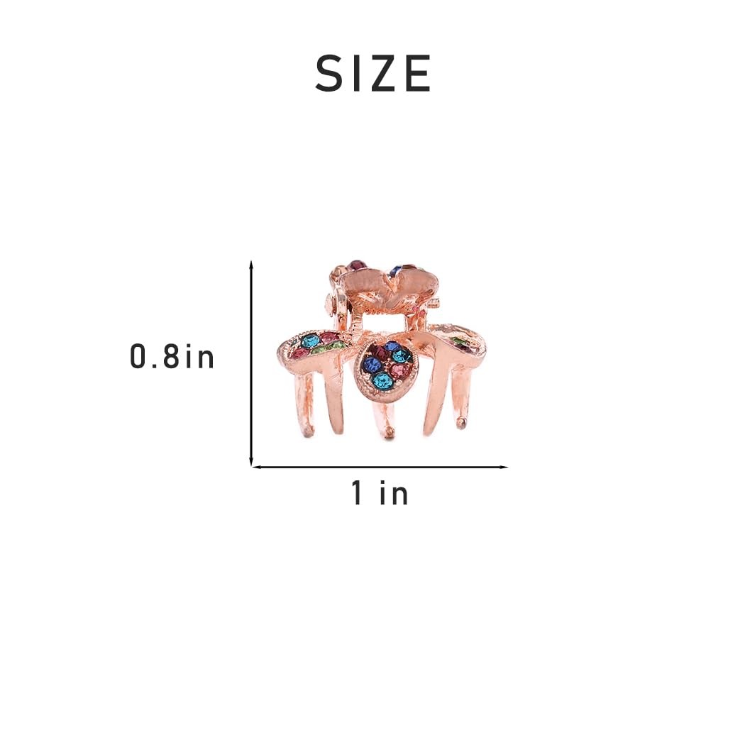 Campsis 6 PCS Rhinestone Mini Hair Clip Flower Jaw Sparkly Crystal Gold