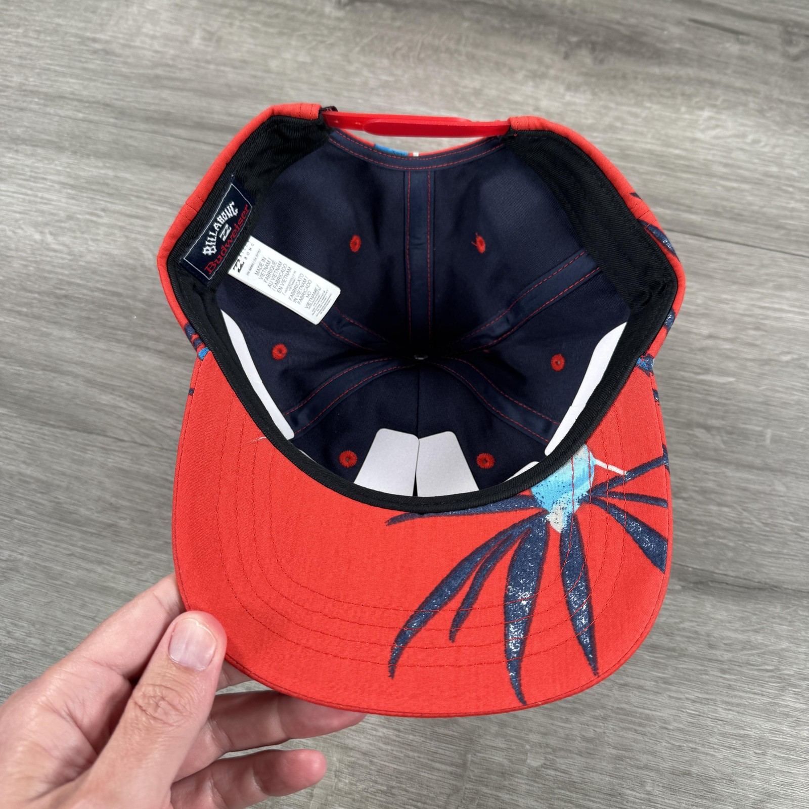 Budweiser Hat Cap Snap Back Red Floral Billabong Advertising Patch Mens Organic