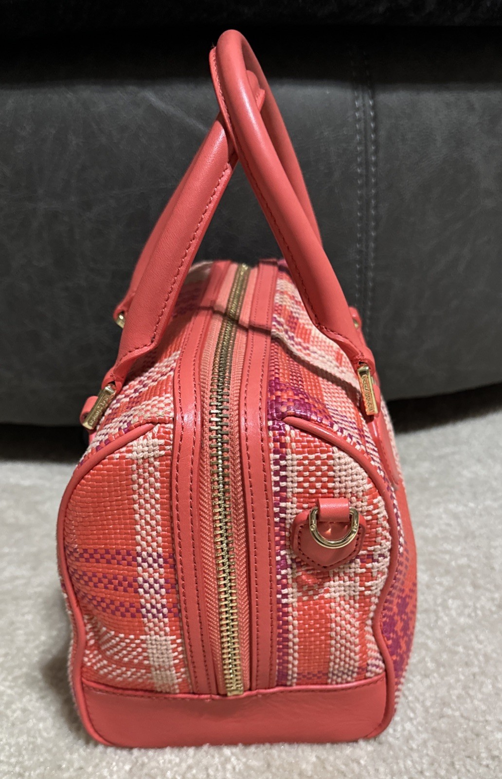 Tory Burch Robinson Mini Middy Satchel in Poppy Coral