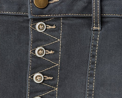 LOGO by Lori Goldstein Denim Skirt with Detailed Stitching Vintage Black Reg 2