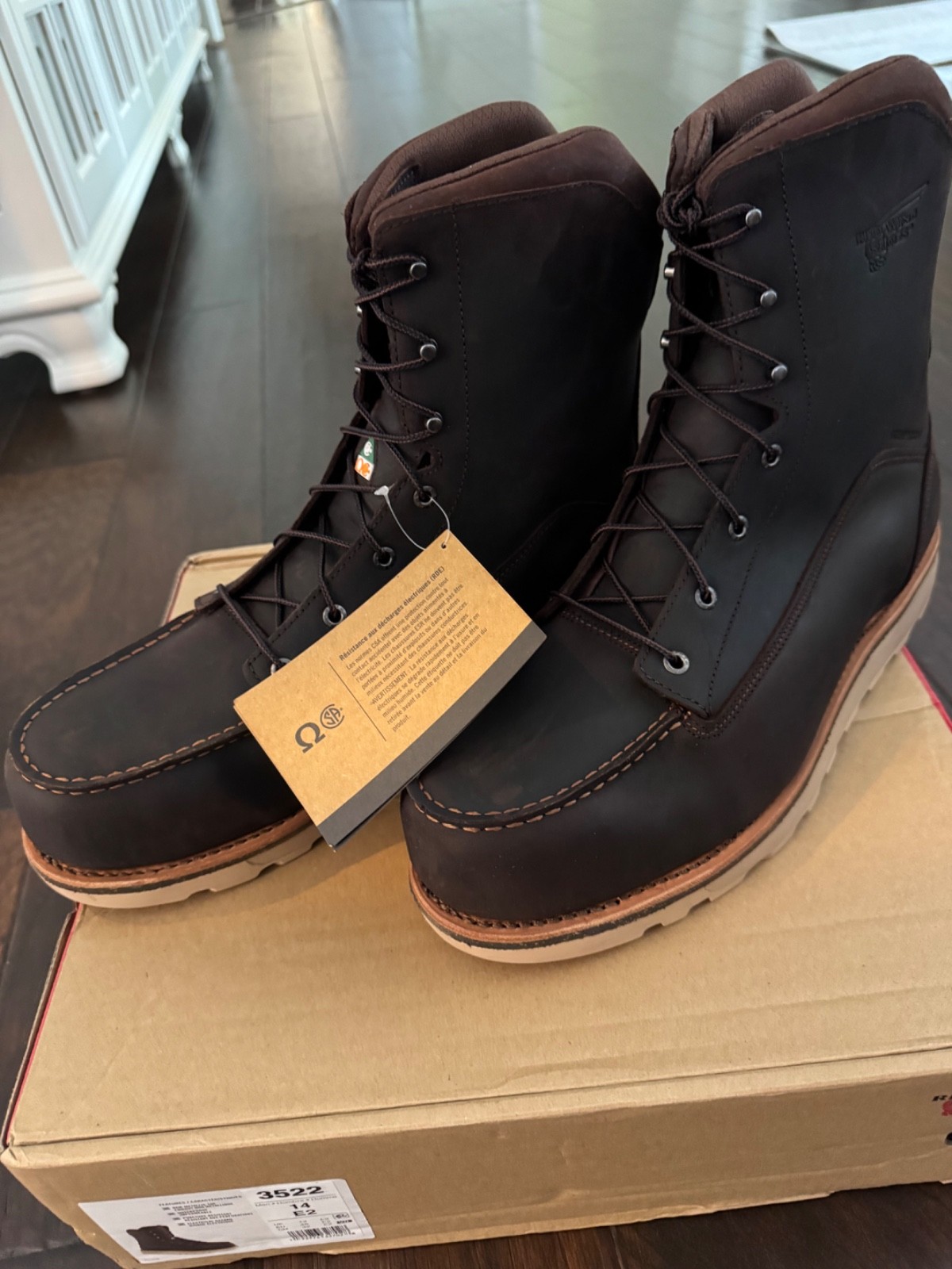 MENS RED WING BOOTS SIZE 14 NEW IN BOX TRACTION TRED LITE 8 INCH BOOT 3522 $305