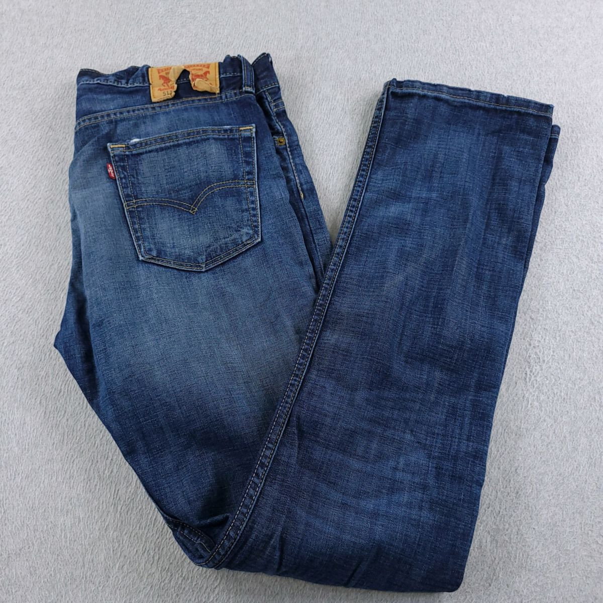 Levis 513 Jeans Mens 34X34 Blue Medium Wash Slimmed Down Straight Distressed