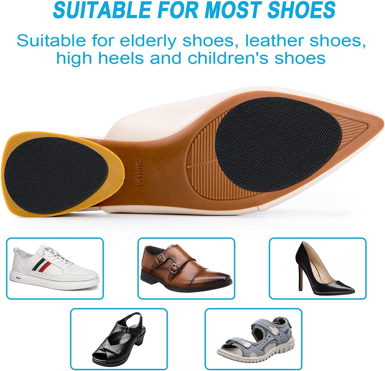 Non Slip Shoe Pads, Self Adhesive anti Slip Shoe Grips on Bottom of Shoes, Odor