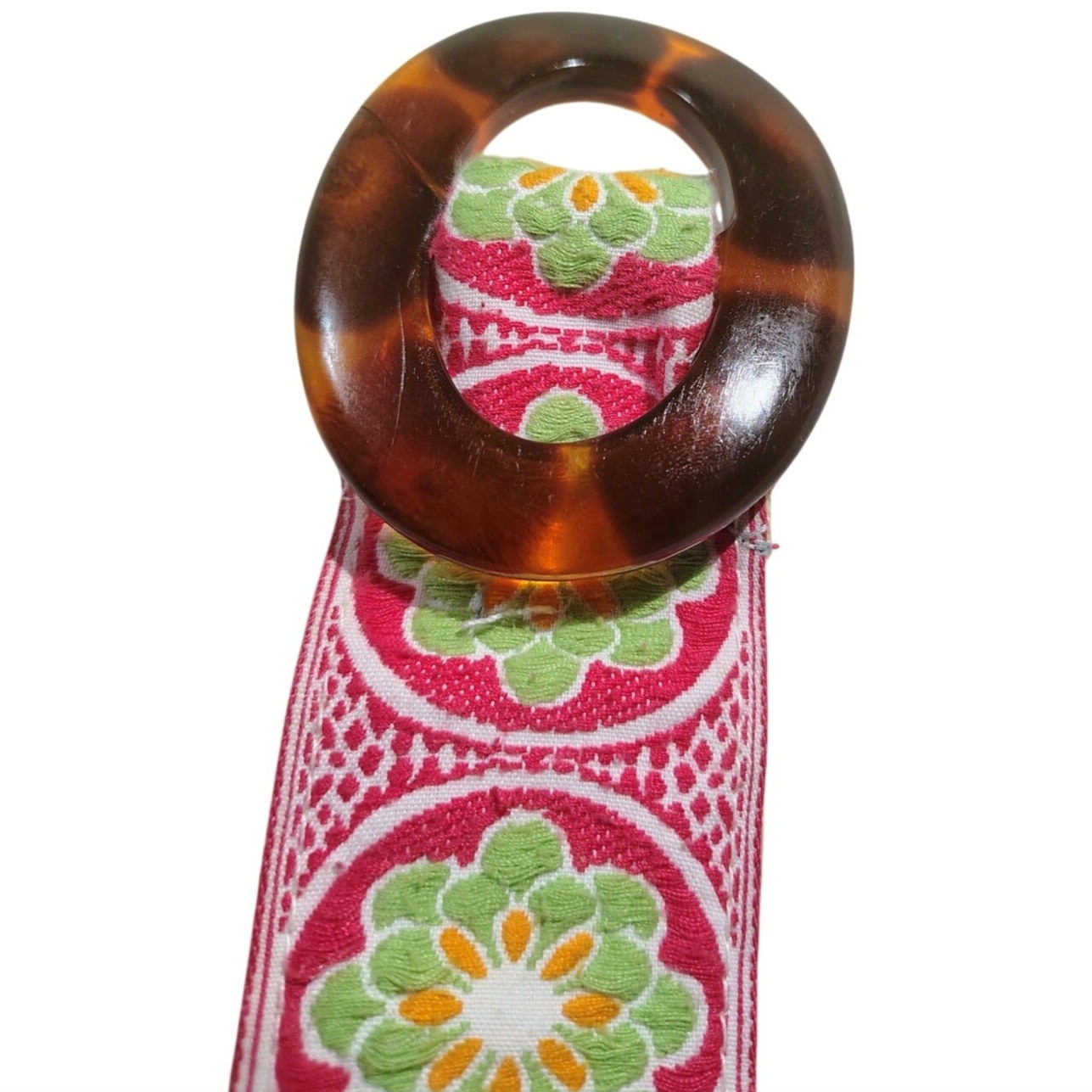 70s Vintage Reversible Cloth Pull Through Belt Floral Retro Funky Square Design