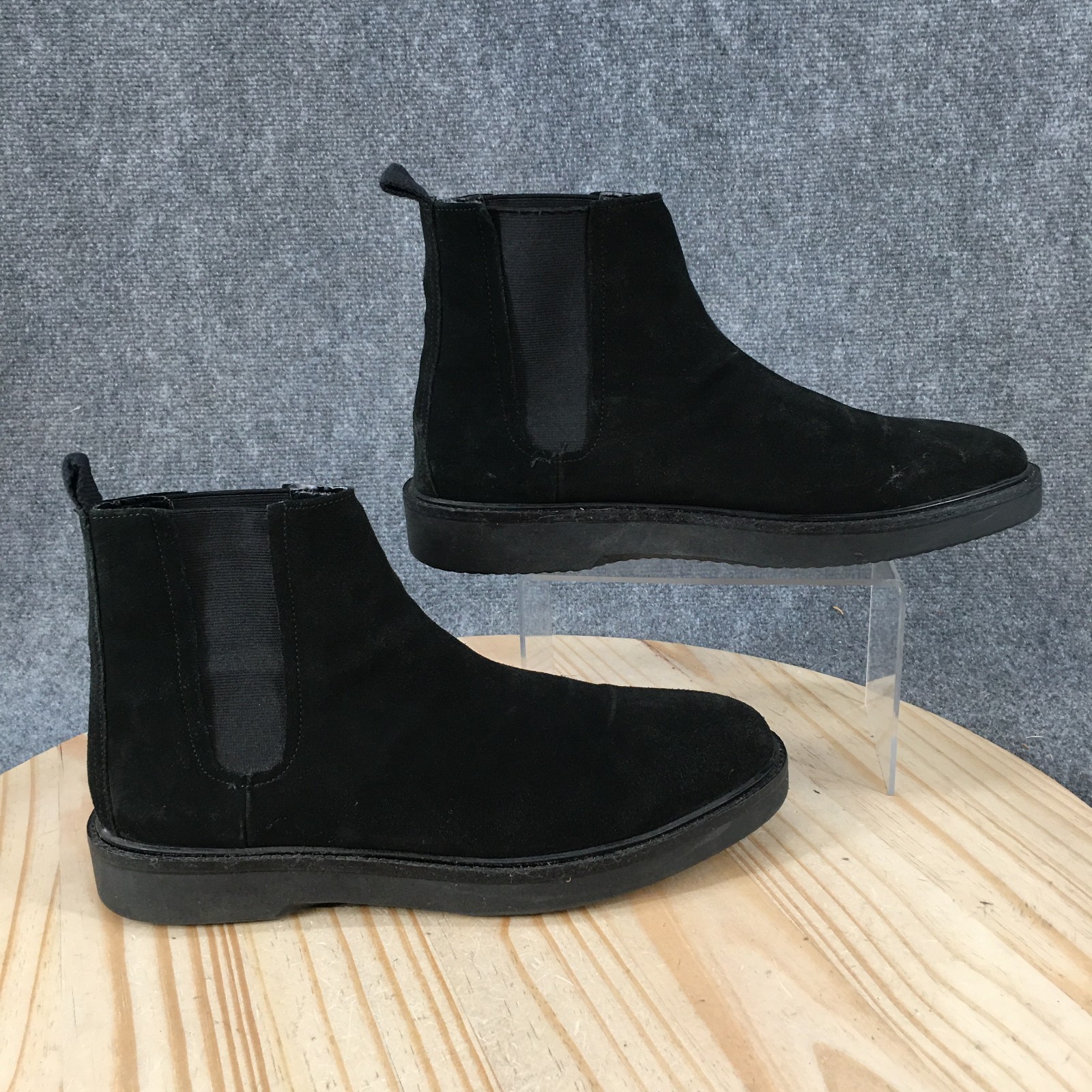 Zara Chelsea Boots Mens 42 Black Suede Ankle Pull On Elastic Gore Bootie Casual