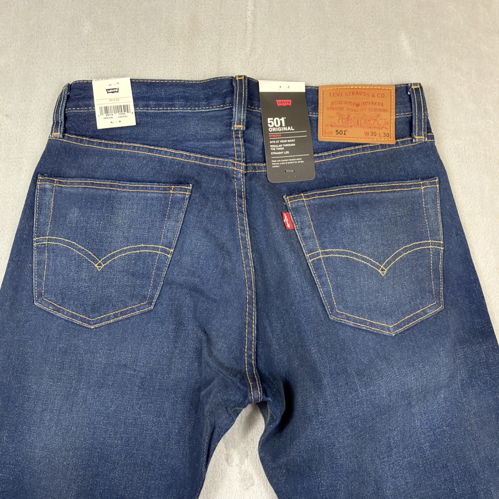 Levi’s Premium 501 Original Jeans Men’s 30×30 Blue Denim Straight Leg Stretch