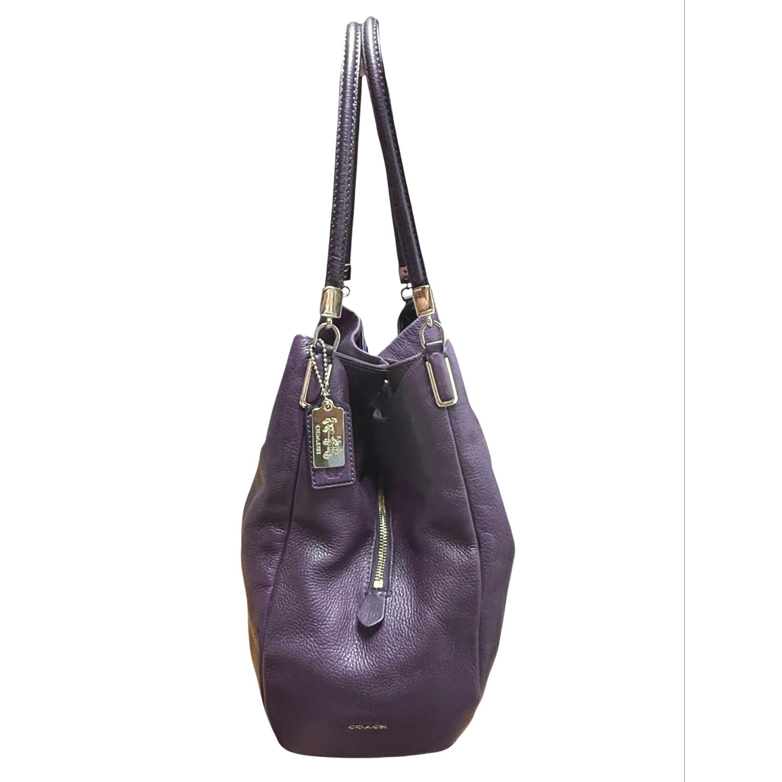 Coach Madison Phoebe Shoulder Hobo Bag 24621 Purple Leather 3 Compartment