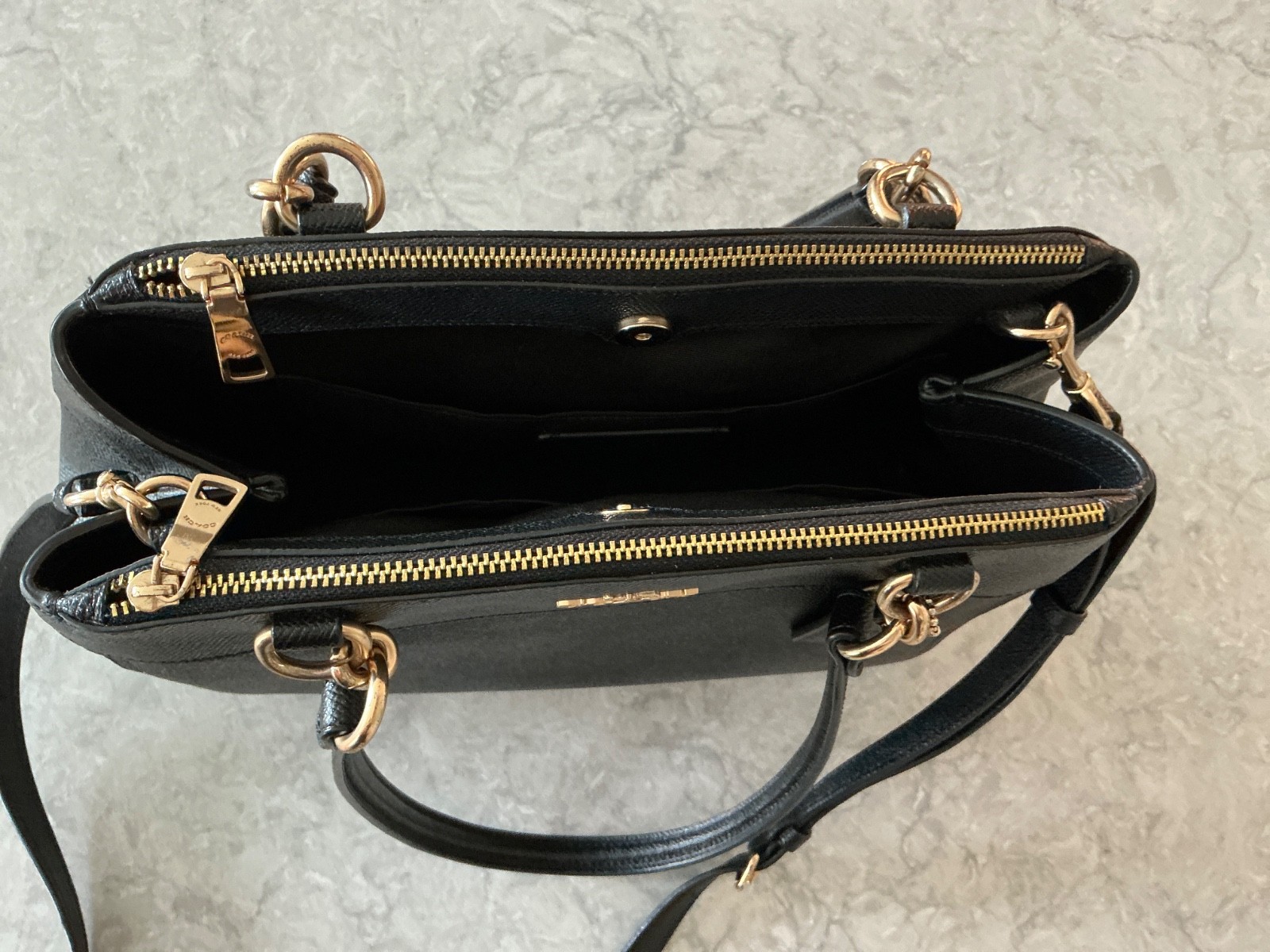 Coach Mini Brooke Carryall Black Crossgrain Leather Satchel