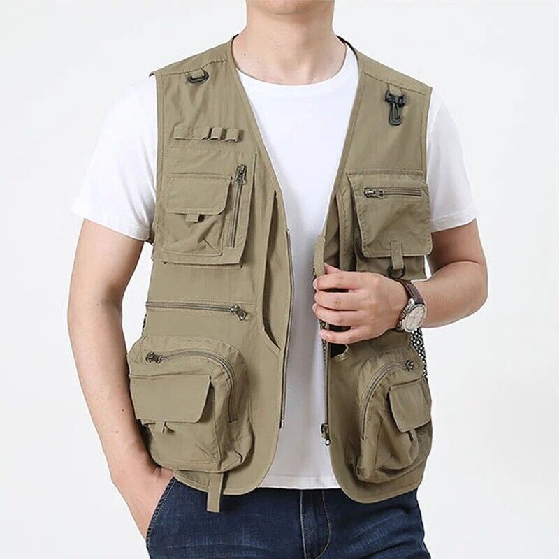 Tactical Mesh Vest for Men Fishing Hiking Photographer Casual Waistcoat JacketUS