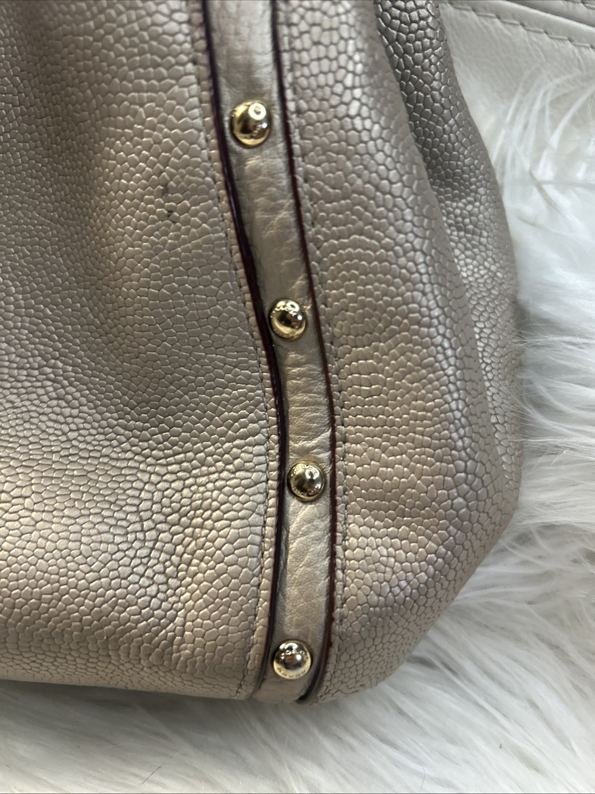 Coach Bag F35211 Phoebe Madison Studded Caviar Ret$495. Metallic Neutrals