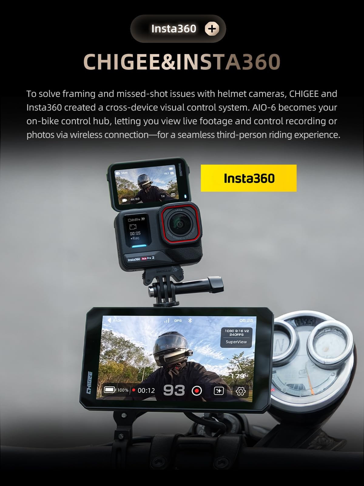 CHIGEE AIO-6 LTE 4G Motorcycle GPS Navigation with 6 inch Display, Smart Geo-Fen