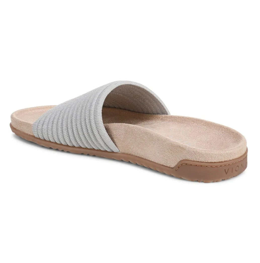 Vionic Evie Knit Slide Sandals Women’s Vapor Silver Orthotic Comfort Slip On