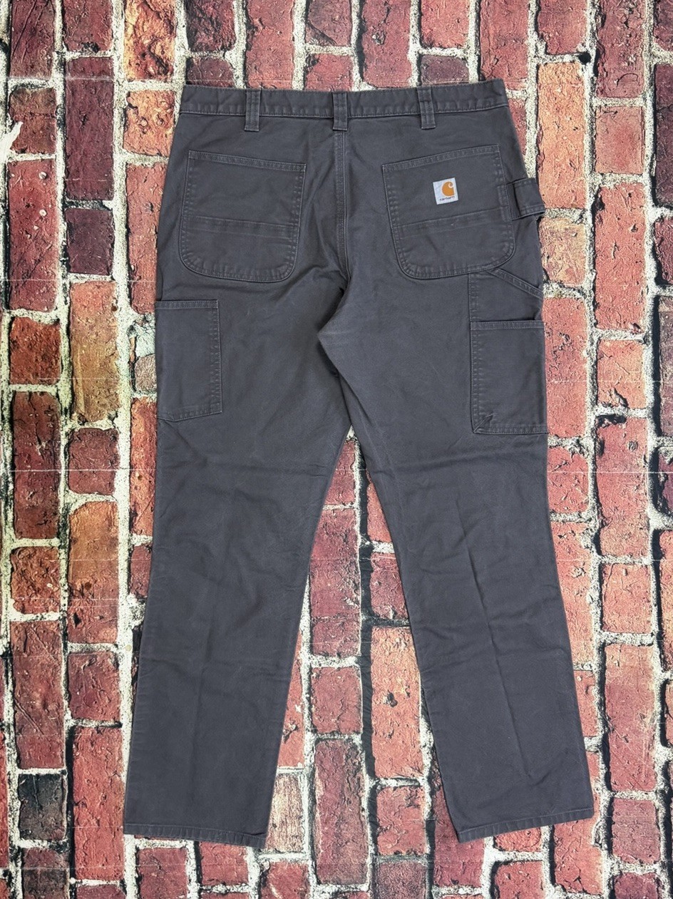 Carhartt Gray Double Knee Canvas Duck Pants 103340 GVL Mens 38×32 Straight Fit