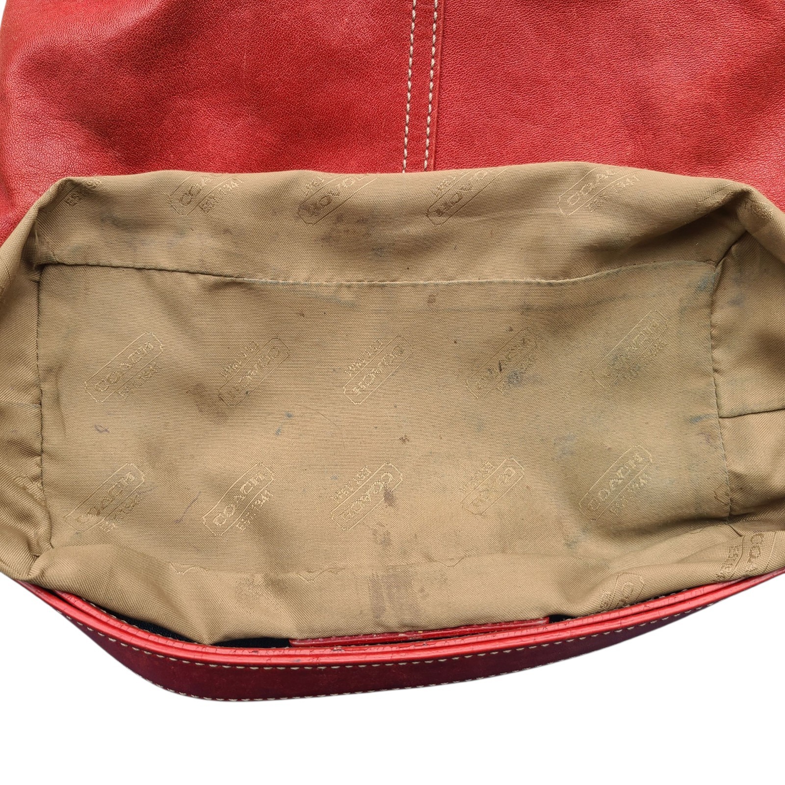Coach 9564 Y2K 2005 Red Leather Hobo Baguette Shoulder Bag Convertible Strap