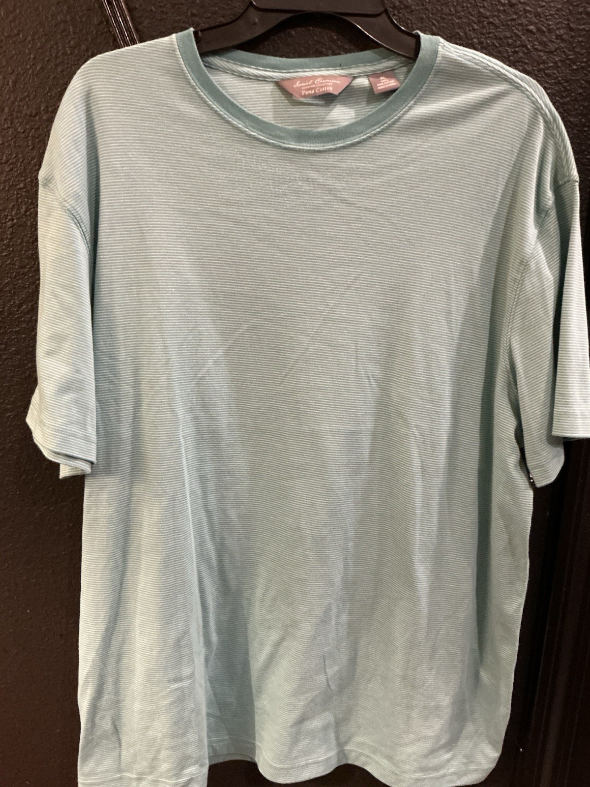 Daniel Cremieux Signature Collection Men’s XL Green/White Striped Pima Tee