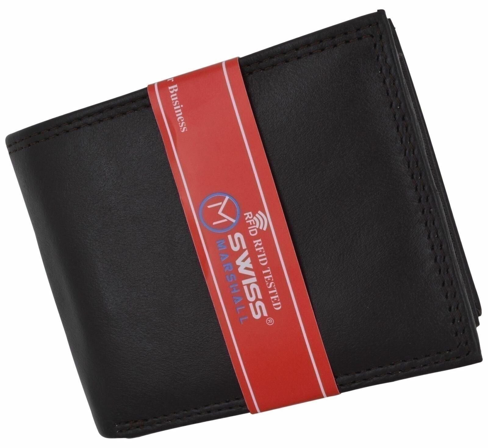 RFID Blocking Mens Genuine Leather Black Flap Credit Card ID Holder Slim Bifold