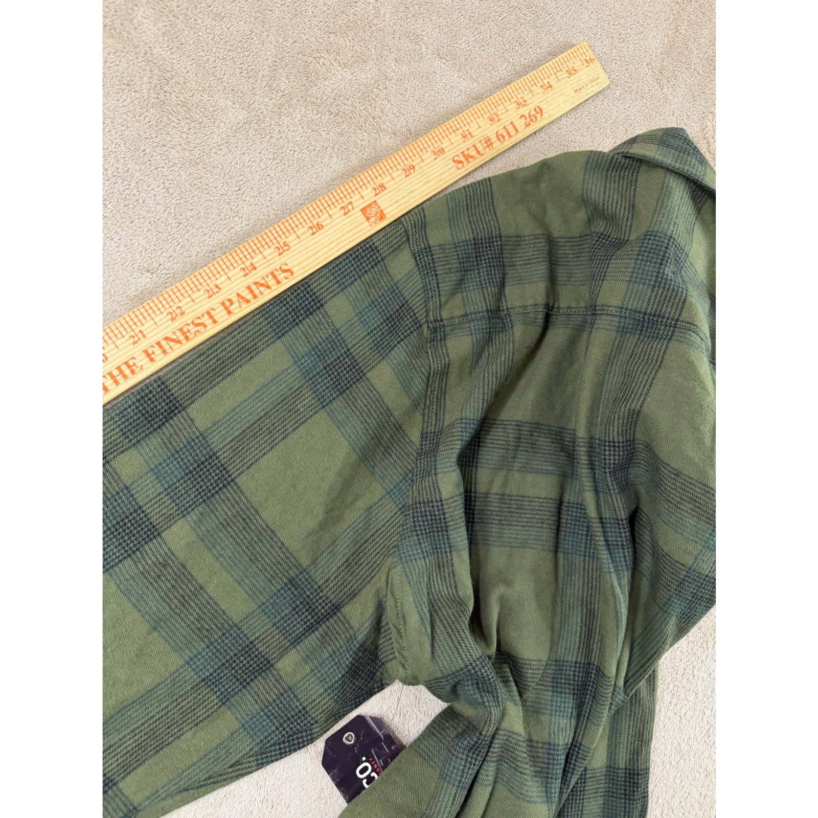 Troll Co Amperage Flannel Shirt Men Size XL Olive Green Plaid Snap Button up New