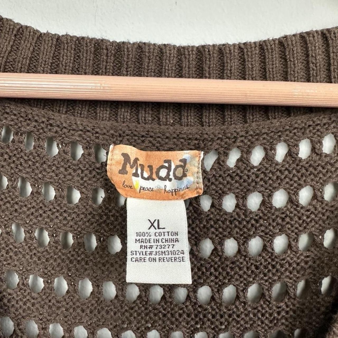 Mudd y2k vintage brown knit cardigan vest women’s Size XL