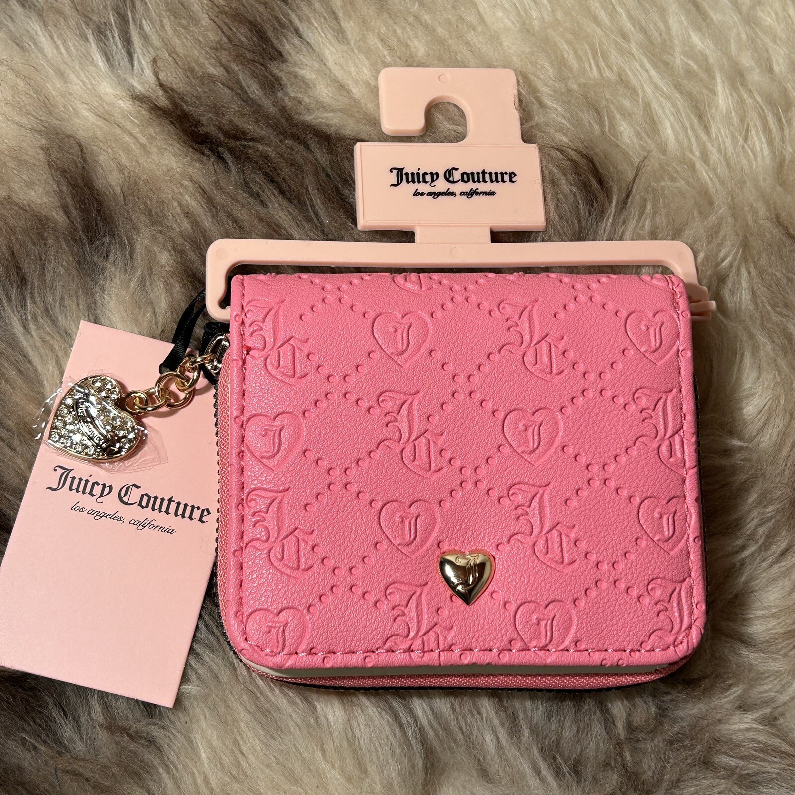 NWT Juicy Couture Hangable Small Zip Around Wallet – Pink Lemonade