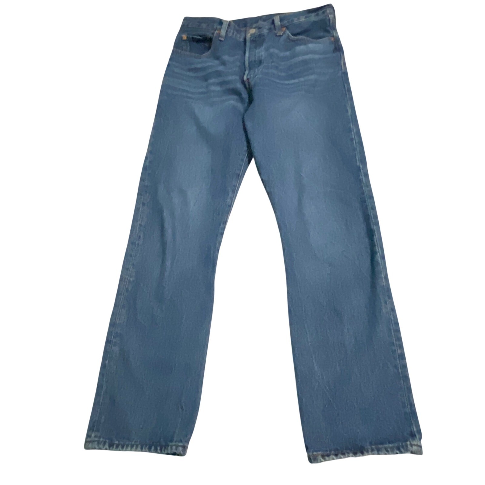 Levis Premium 501 Original Fit Jeans Mens 29×30 Med Wash Blue Button Fly Big E
