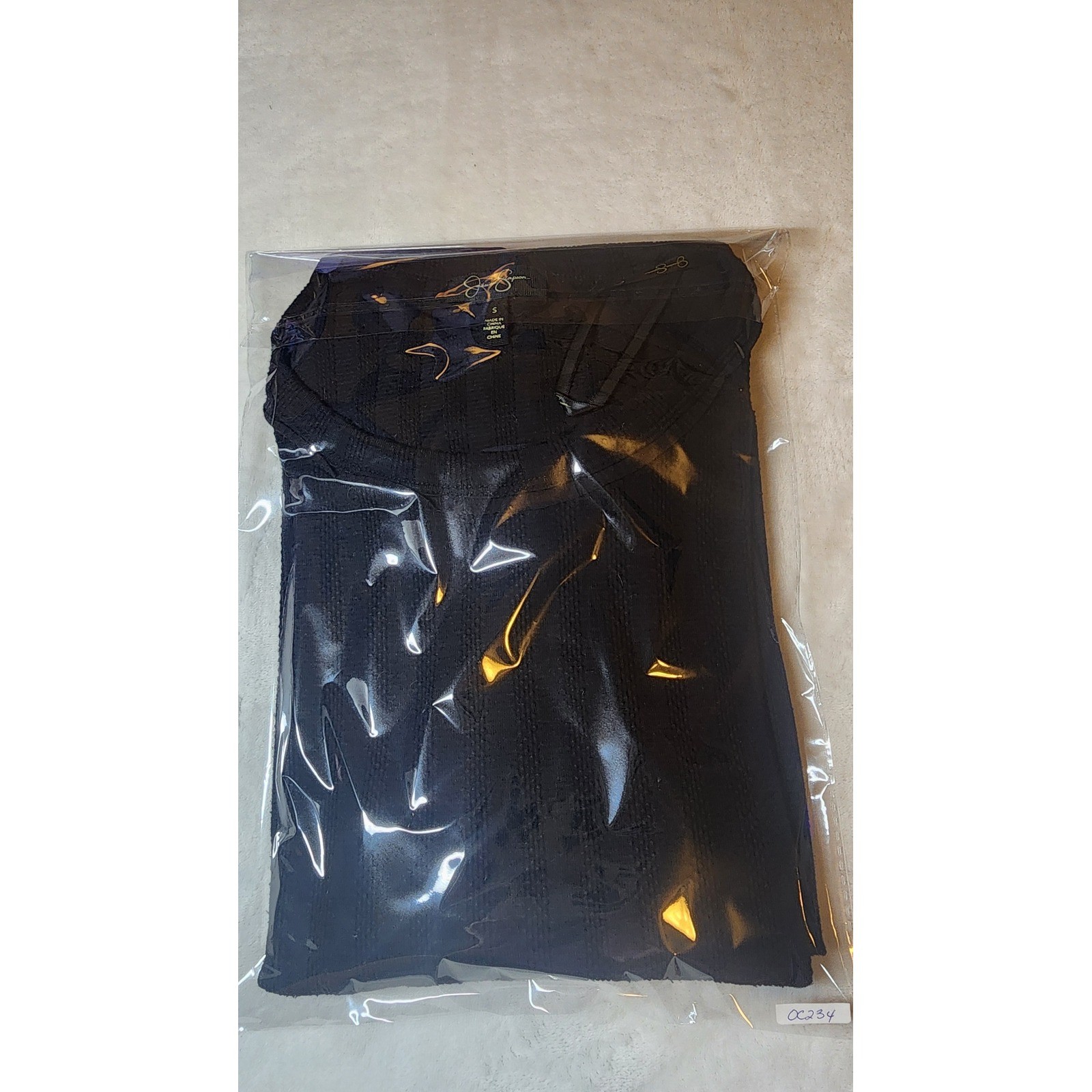 Jessica Simpson Black Ribbed Balloon Sleeve High Low Top Small