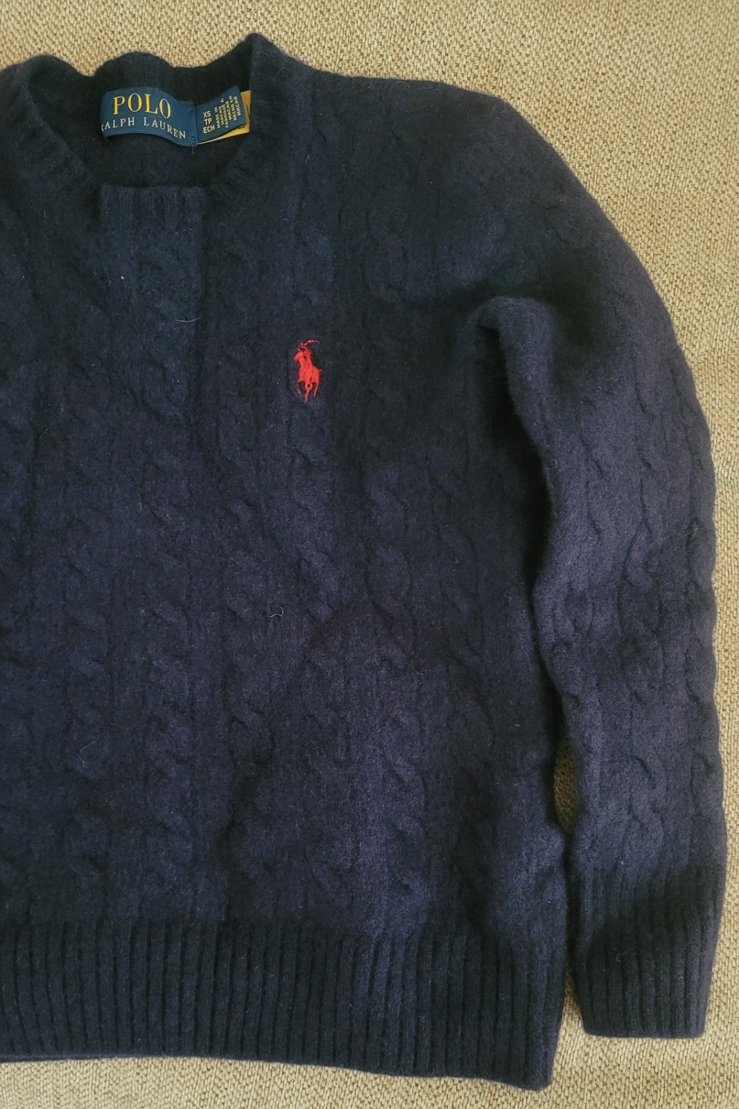 POLO Ralph Lauren Kids 90% Wool and 10shmere Cable Knit Sweater XS preowned