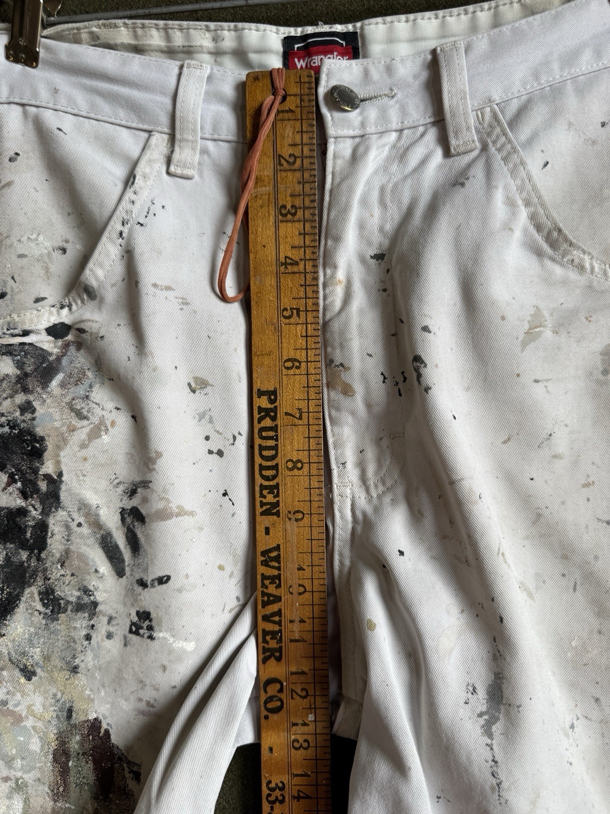 Wrangler Carpenter Distressed Paint Splatter Thrashed Painters Pants 36 x 32