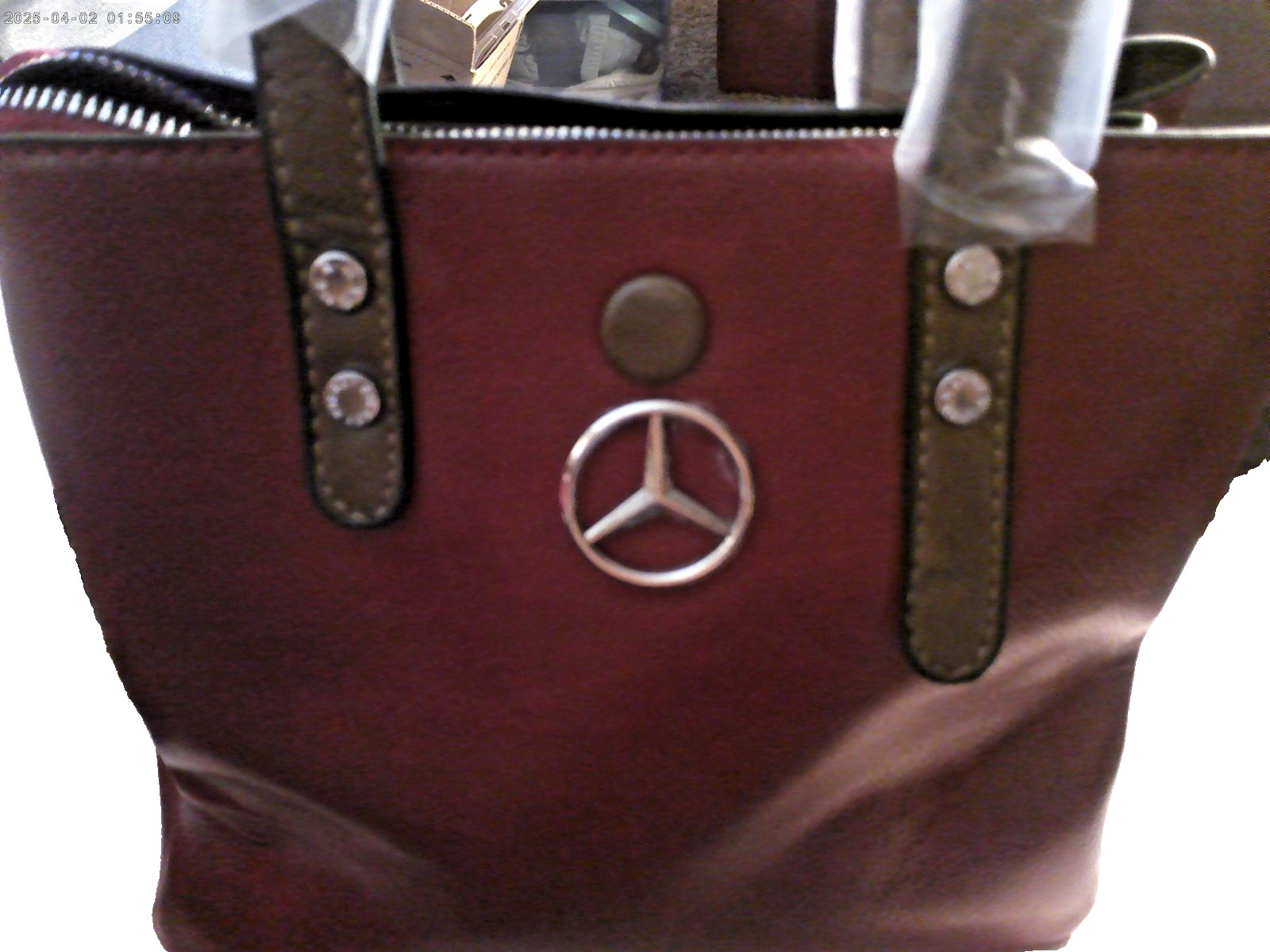 *NEW Mercedes Benz Burgundy Red /Wine Purse Handbag Crossbody Logo~Charms