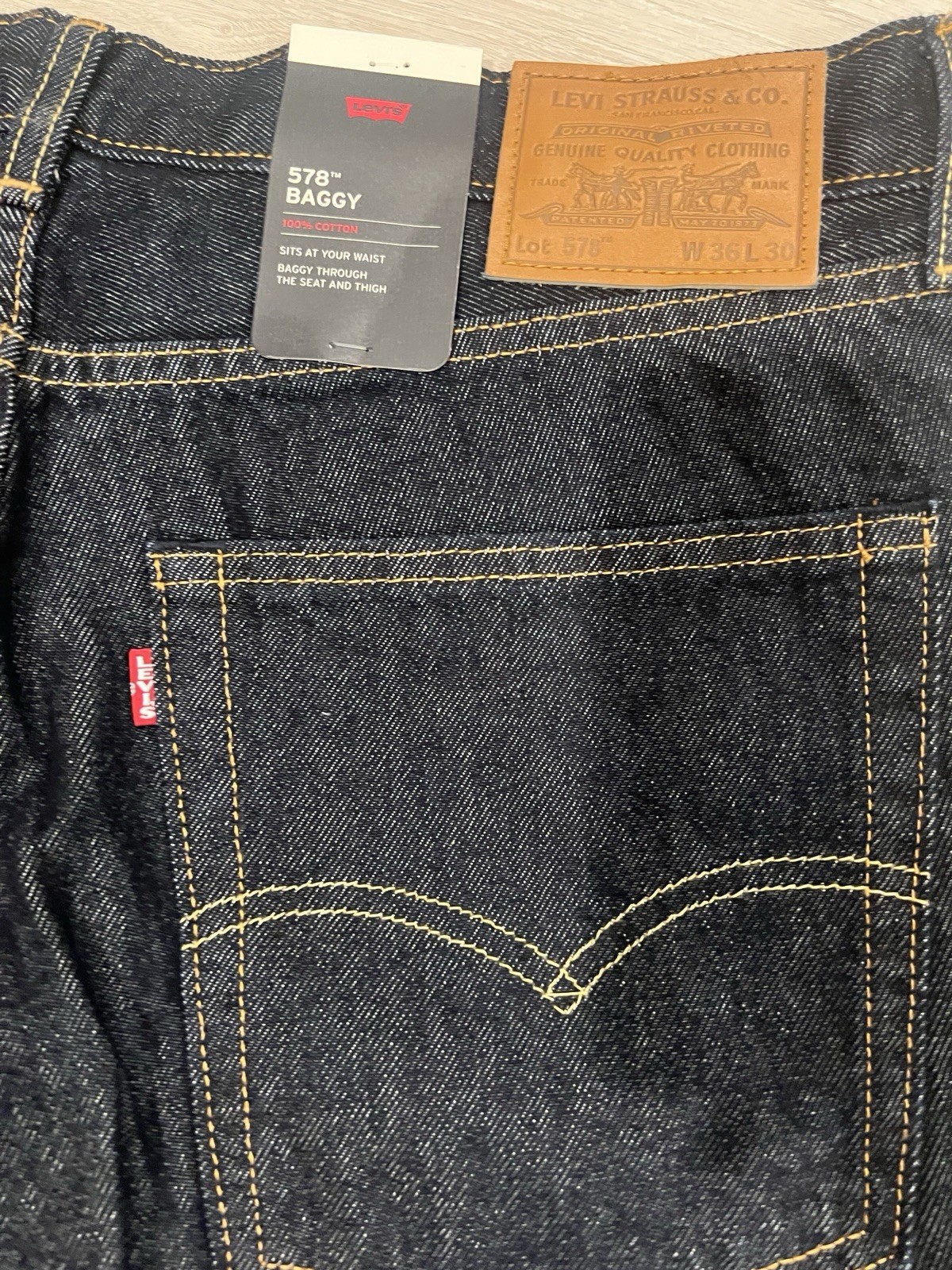 Levi’s 578 Baggy Denim Big E Red Tab Jeans Men’s Size 36 X 30 Blue