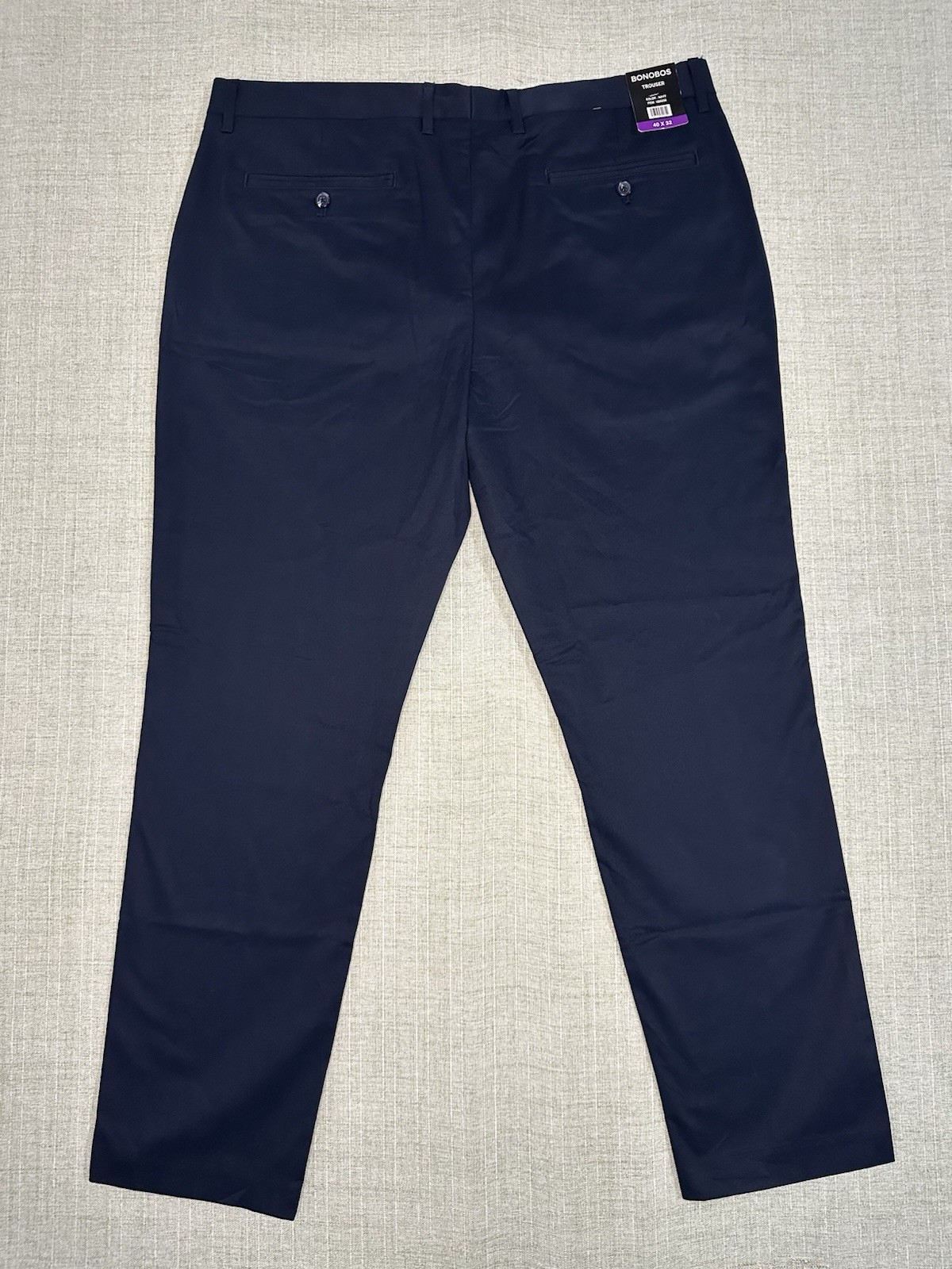 Bonobos Men’s 40×32 Pants Navy Trouser Chinos Slim Fit Flat Front Stretch Slacks