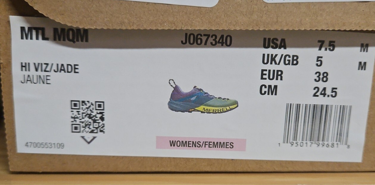 Merrell MTL MQM Womens Hiking TRAIL Running 7.5 Shoe Sneaker Hi Vize Jade Green