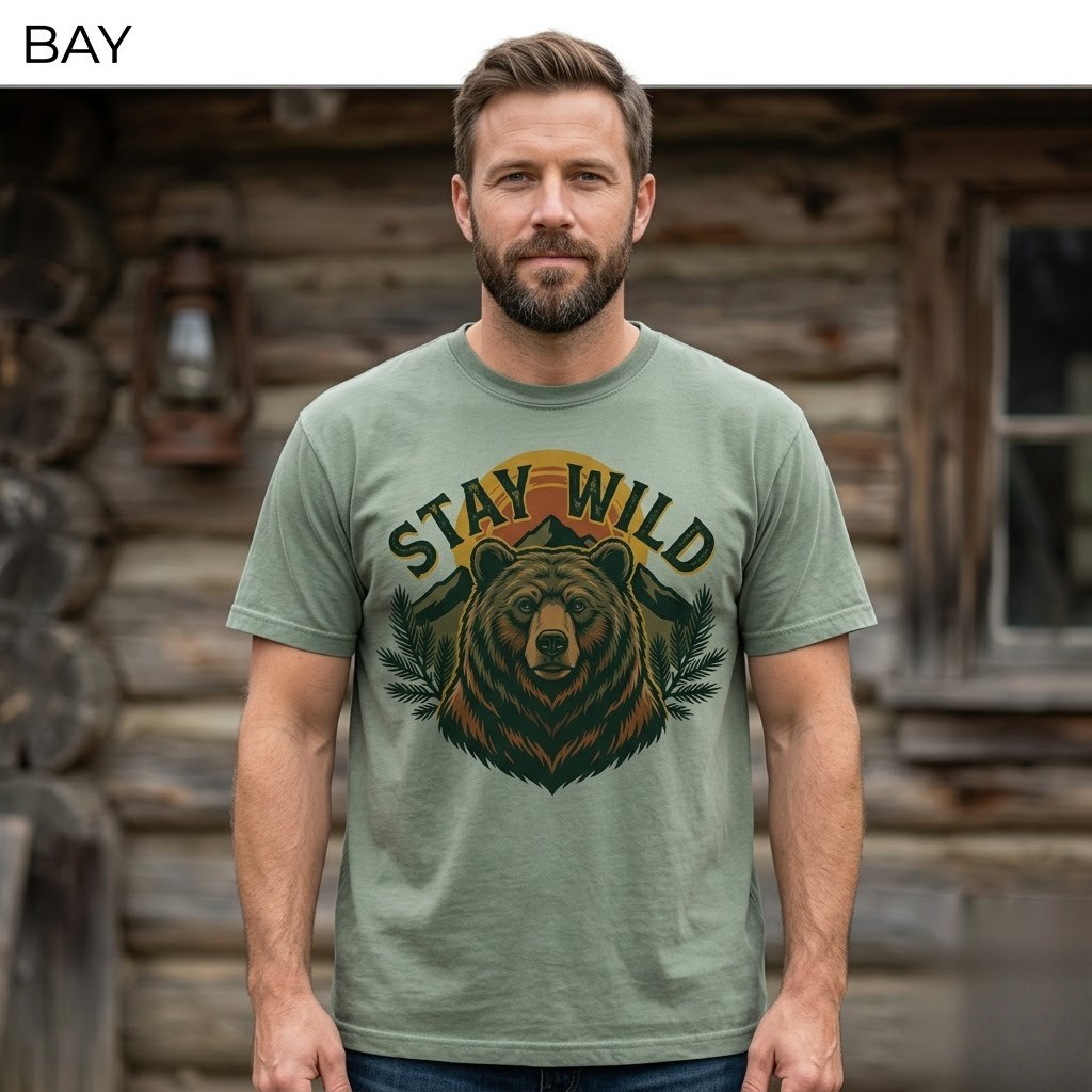 Stay Wild Bear Mountain Nature Outdoor Adventure Graphic Shirt Freeships