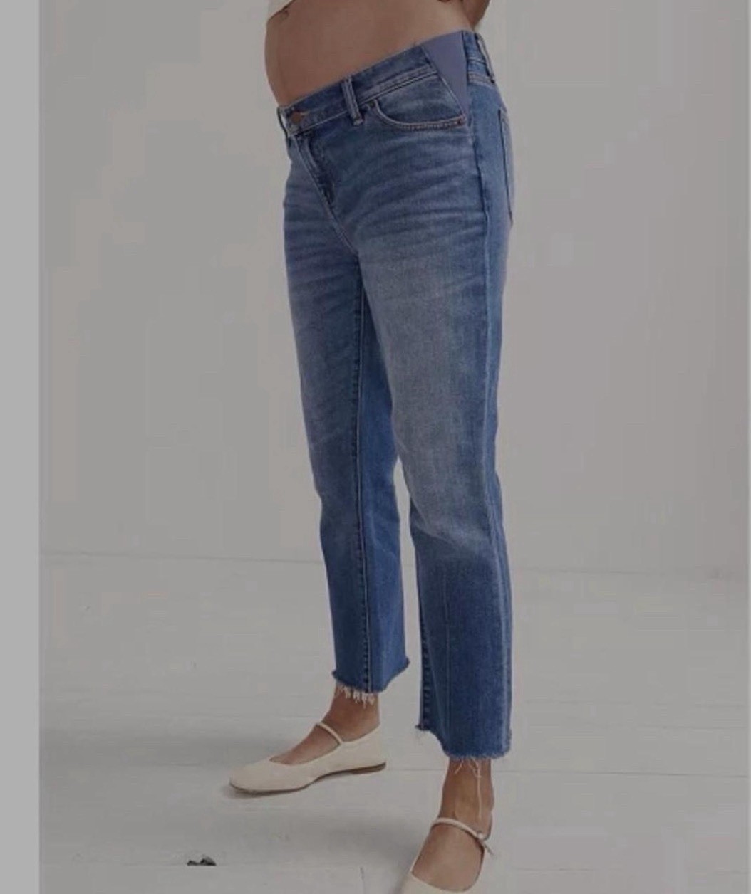 HATCH Maternity Cropped Jeans Indigo Slim Fit 5-Pocket Button Closure 28
