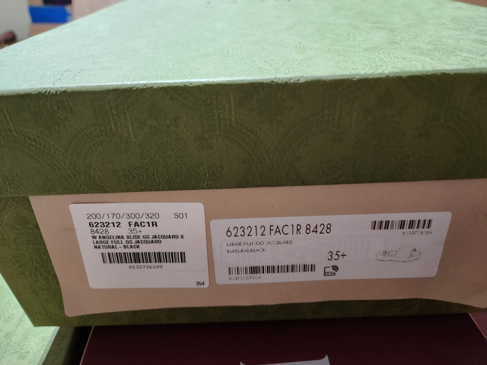 NEW Authentic Gucci Angelina Large Full GG Jacquard SlidesRetail $980