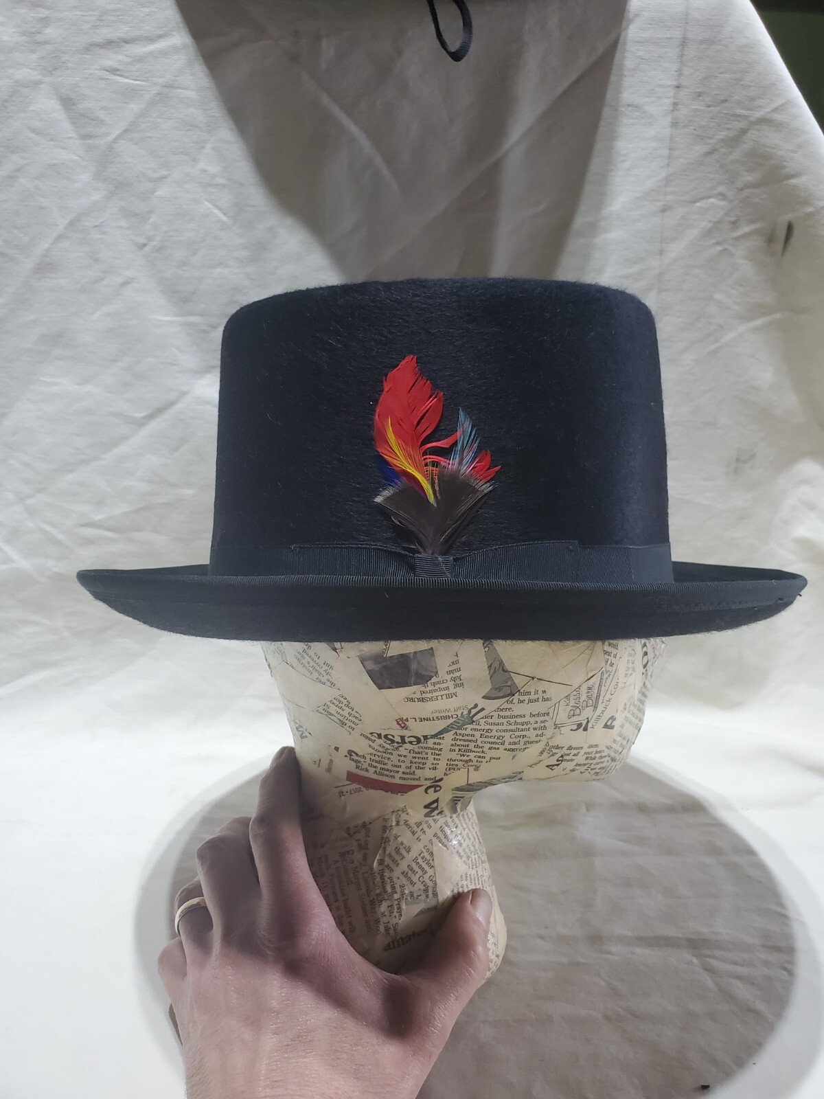 HXC Men’s Top Hat Black Designer Collection 100% Wool Made In USA MED. WPL 5923