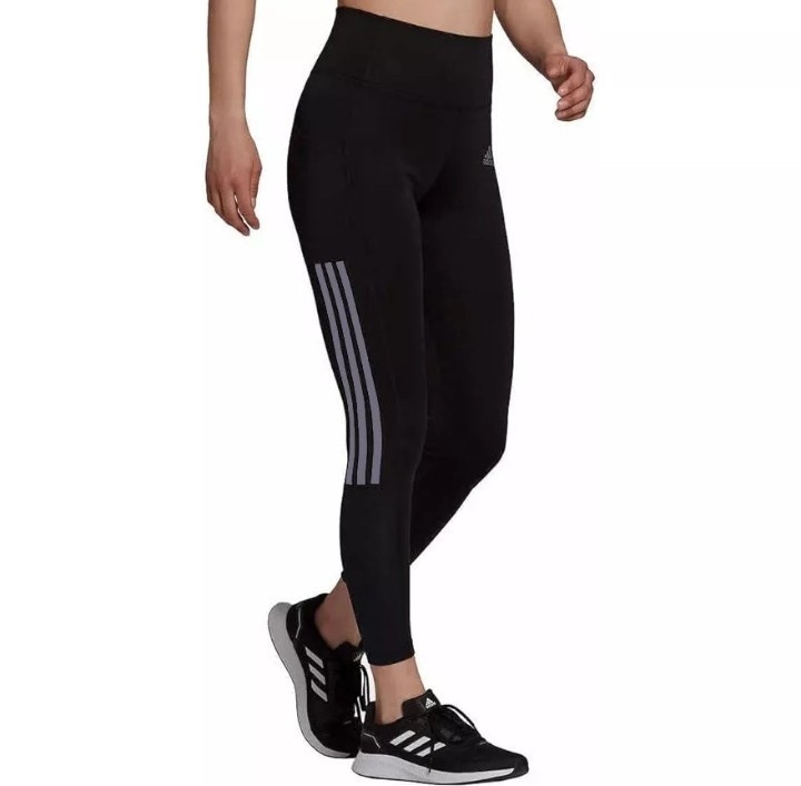 Adidas Women’s High Rise 7/8 Leggings 3 Gray Stripe Black Small