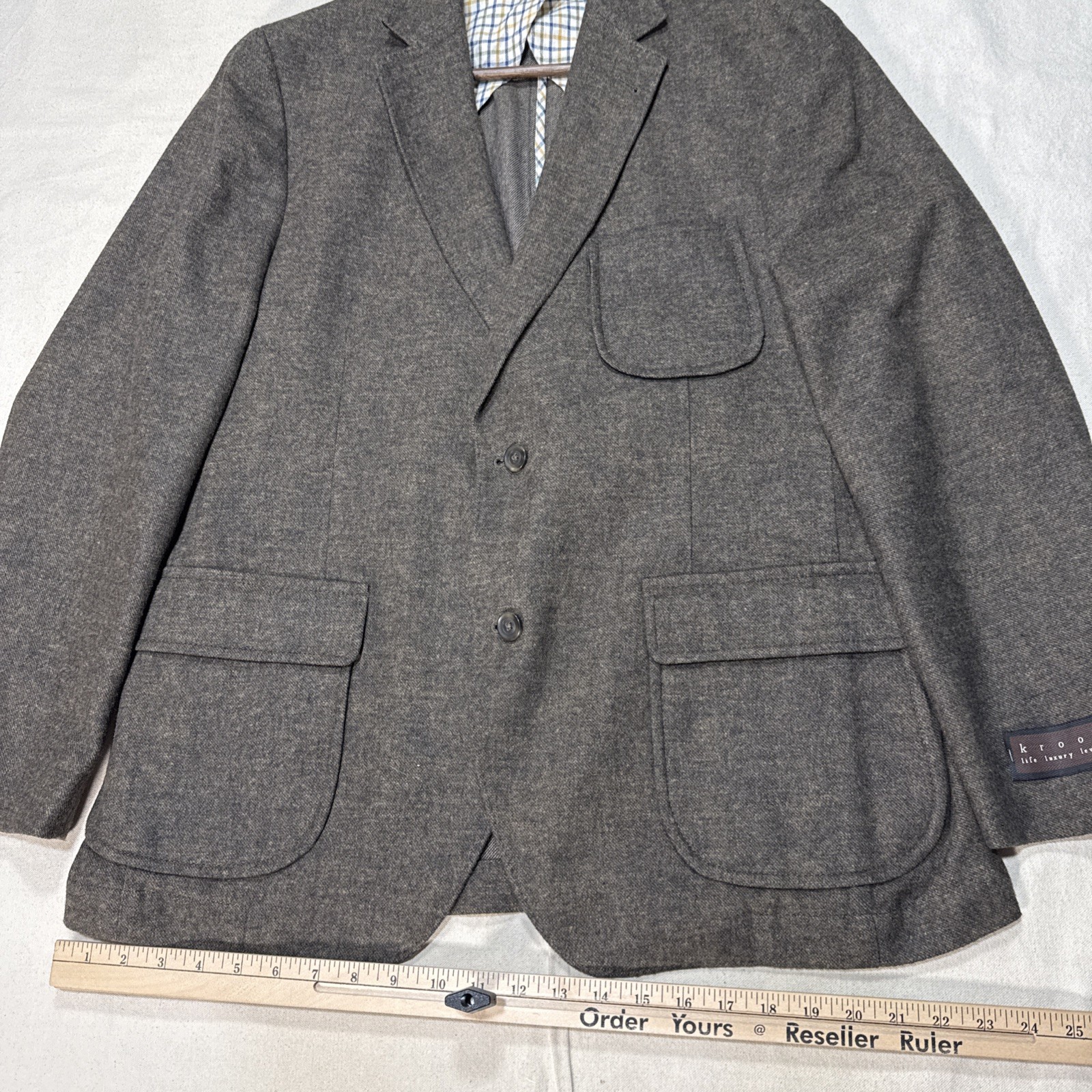 Kroon Wool Cotton Linen Blazer Jacket Mens 42 Brown Single Vent Unstructured
