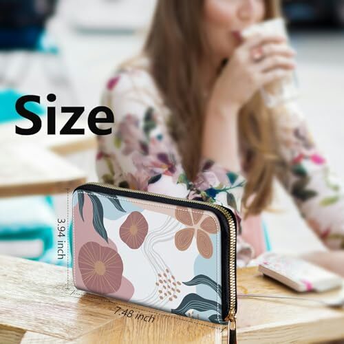 Womens Wristlet Wallets Large Capacity Card Holder Cash Pocket Zip Around Top