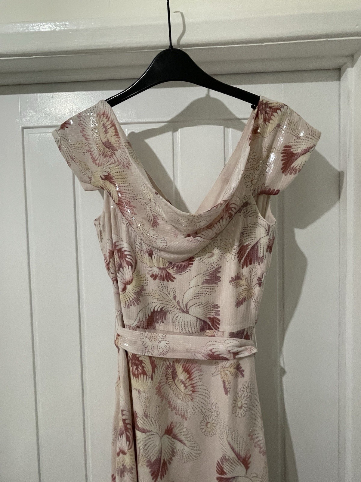 £350 Ted Baker Ninia Belted Floral Midaxi Dress Cream / Pink UK 8 10 Size 1