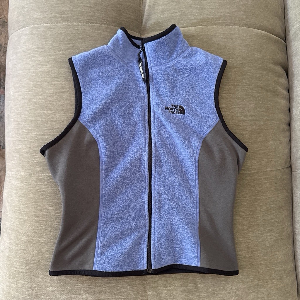 The North Face Polartec Women’s Blue/Gray Sleeveless Vest Full Zip Size S