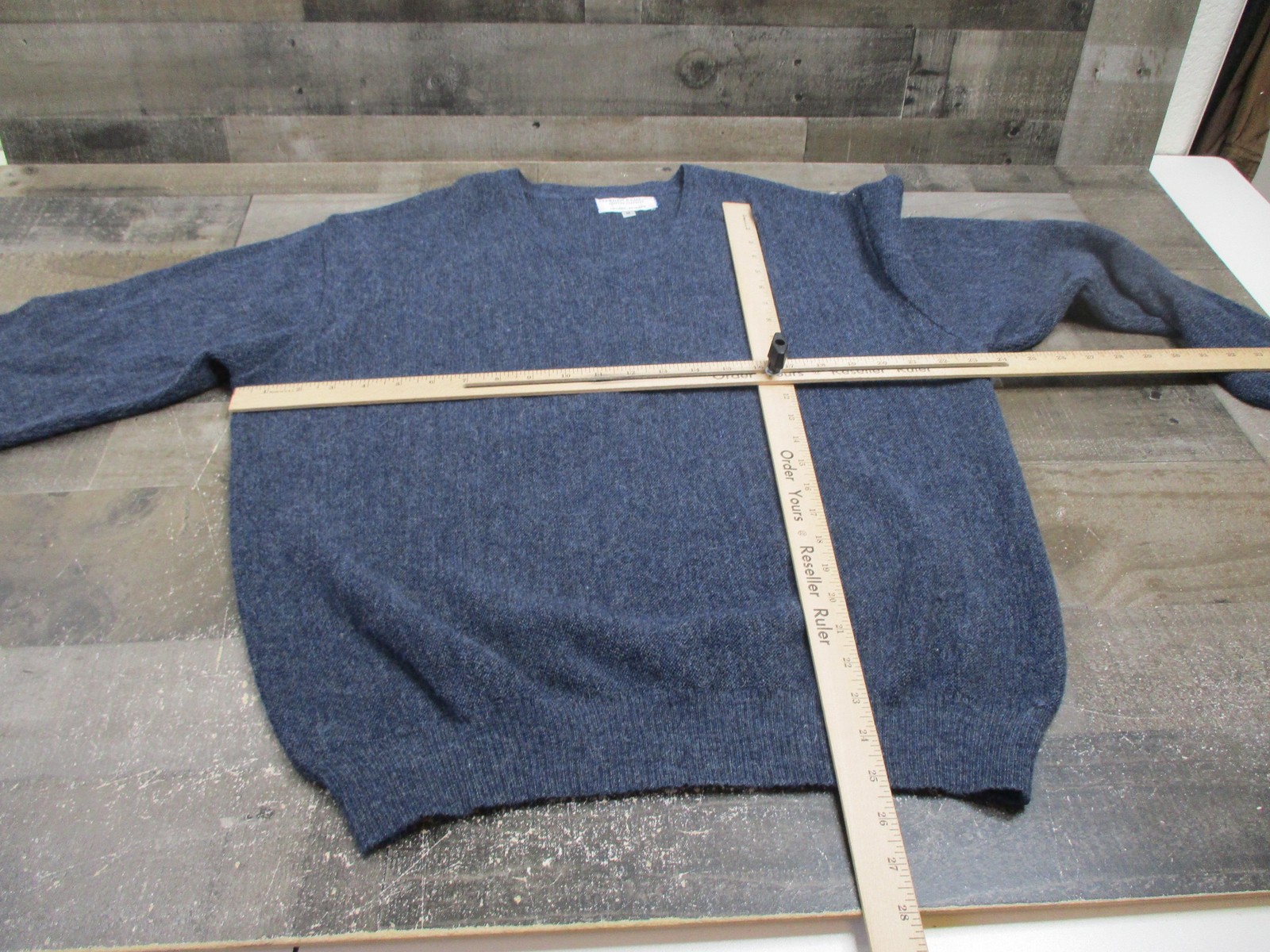 Stephen Kempson Sweater Mens Medium Blue Alpaca Pullover V Neck Bespoke England