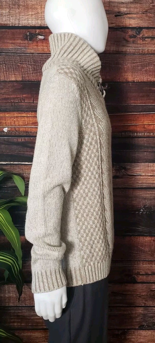 Method Sweater Size Large Beige Textured Knit Shawl Collar Toggle Button