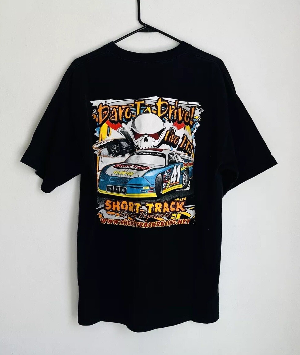 Short Track Racing Experience T-Shirt Tee Black Short Sleeve Crew Neck Mens XL