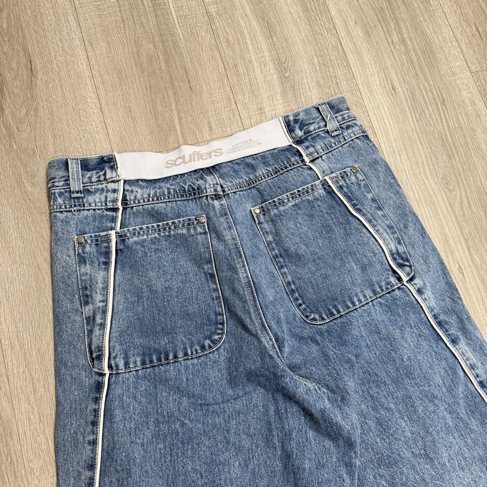 Scuffers Mowa Wide Leg High-Rise Denim Jeans Baggy 12in Openings Size 34